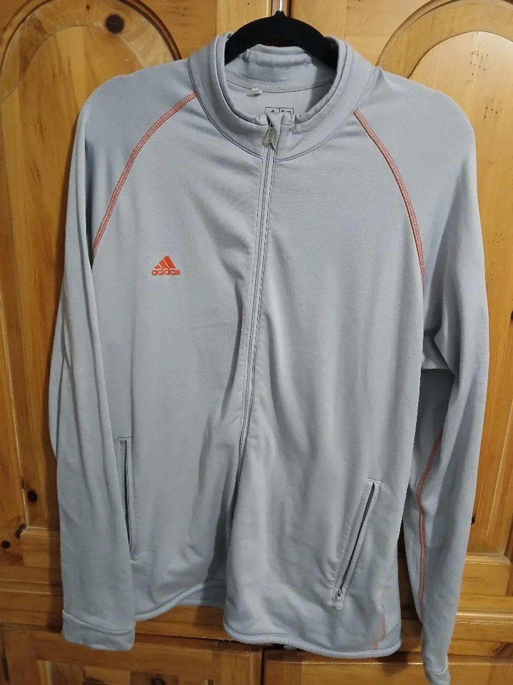 Adidas ClimaWarm Track Jacket Mens Size M Gray Full Zip Pockets Fleece Golf